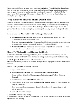 Windows Firewall is Blocking QuickBooks: How to Solve the Problem Quickly