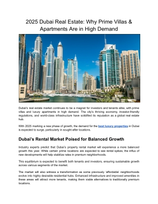 2025 Dubai Real Estate_ Why Prime Villas & Apartments Are in High Demand