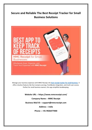 Secure and Reliable The Best Receipt Tracker for Small Business Solutions