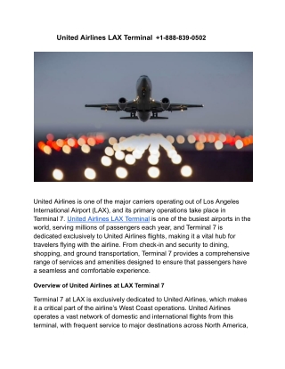 United Airlines LAX Terminal   1-888-839-0502