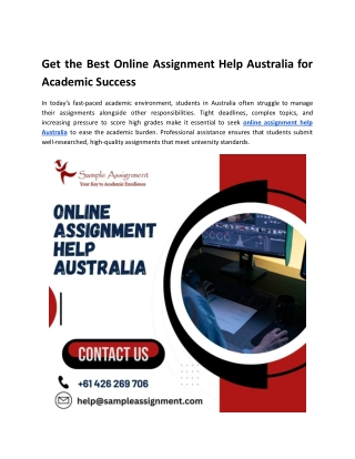 Get the Best Online Assignment Help Australia for Academic Success