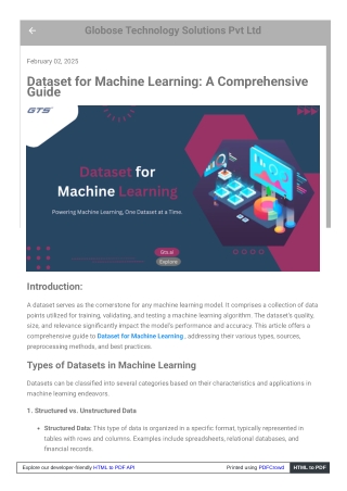 Dataset for Machine Learning: A Comprehensive Guide