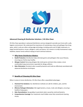 Advanced Cleaning & Disinfection Solutions _ HS Ultra Clean