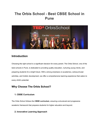 Best School in Pune – The Orbis School - Top CBSE School in Pune