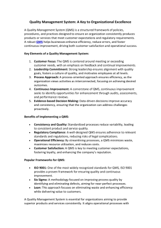 Unlocking the Power of Quality Management Systems