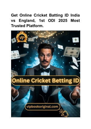 Get Online Cricket Batting ID India vs England, 1st ODI 2025 Most Trusted Platform
