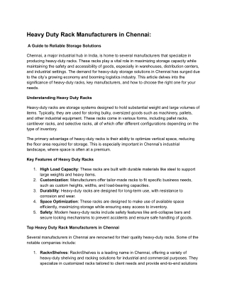 Heavy Duty Racks in Chennai