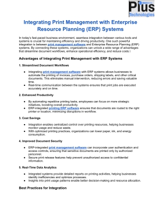 Integrating Print Management with Enterprise Resource Planning (ERP) Systems