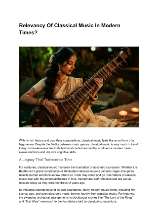 Relevancy Of Classical Music In Modern Times_