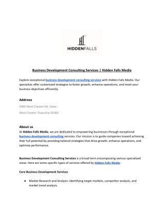 Business Development Consulting Services _ Hidden Falls Media
