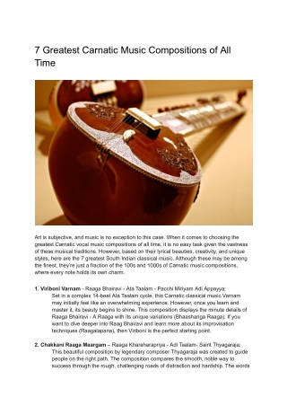 7 Greatest Carnatic Music Compositions of All Time