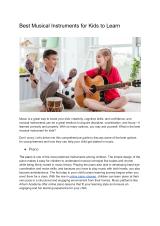 Best Musical Instruments for Kids to Learn