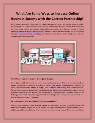 What Are Some Ways to Increase Online Business Success with the Correct Partners
