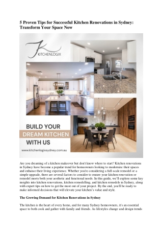 5 Proven Tips for Successful Kitchen Renovations in Sydney