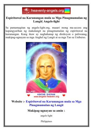 Espirituwal na Karunungan mula sa Mga Pinagmumulan ng Langit  Angels-light