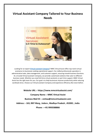 Virtual Assistant Company Tailored to Your Business Needs