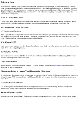 Discover the Latest in Luxury Vinyl Plank at Our Showroom