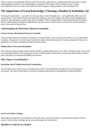 The Importance of Local Knowledge: Choosing a Realtor in Scottsdale, AZ