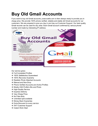 Buy Old Gmail Accounts