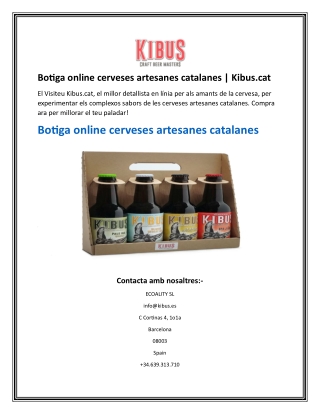 Botiga online cerveses artesanes catalanes  Kibus.cat