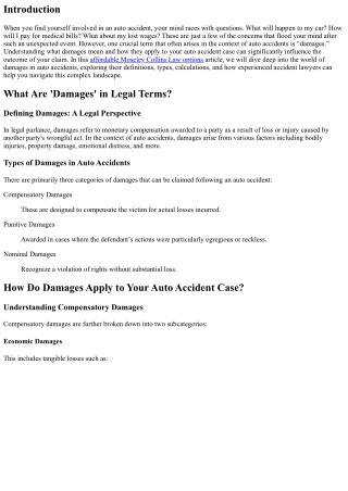 “What Are 'Damages' and How Do They Apply to Your Auto Accident Case?”