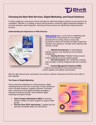 Choosing the Best Web Services, Digital Marketing, and Cloud Solutions