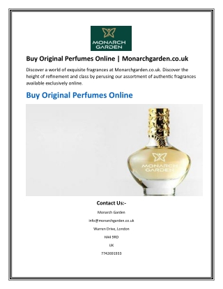 Buy Original Perfumes Online  Monarchgarden.co.uk