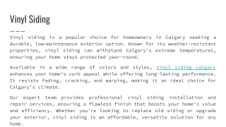 Vinyl Siding Calgary