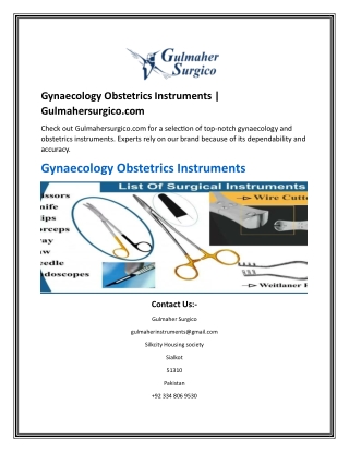 Gynaecology Obstetrics Instruments  Gulmahersurgico.com