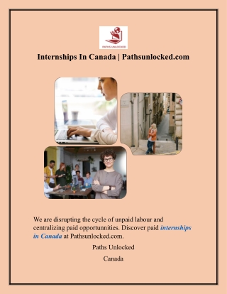 Internships In Canada  Pathsunlocked.com