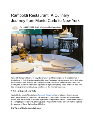 Rampoldi Restaurant_ A Culinary Journey from Monte Carlo to New York