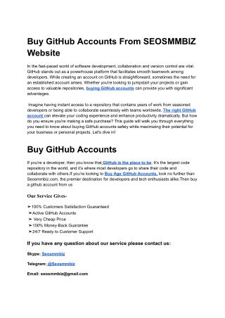 Different Packages Available For : Buy GitHub Accounts