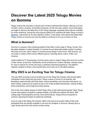 Discover the Latest 2025 Telugu Movies on Ibomma