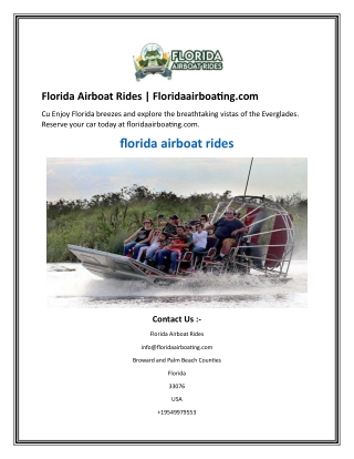 Florida Airboat Rides Floridaairboating.com