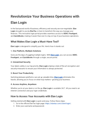 Revolutionize Your Business Operations with Elan Login