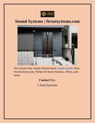 Sound SystemItrustsystems.com