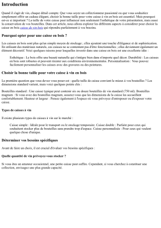 Choisir la bonne taille pour votre caisse à vin en bois