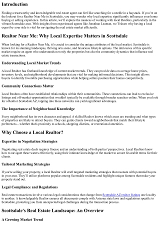 Realtor Near Me: Why Local Expertise Matters in Scottsdale