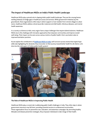 The Impact of Healthcare NGOs on India’s Public Health Landscape