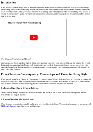 From Classic to Contemporary: Countertops and Floors for Every Style