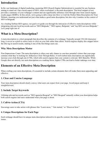 “How to Craft the Perfect Meta Description for Your Website”