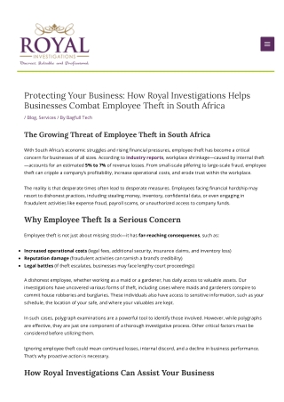 Protecting Your Business How Royal Investigations Helps Businesses Combat Employee Theft in South Africa