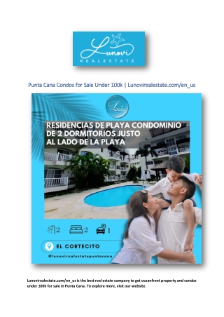 Punta Cana Condos for Sale Under 100k | Lunovirealestate.com/en_us