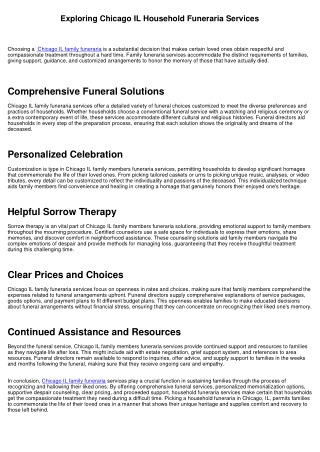 Exploring Chicago IL Family Funeraria Solutions