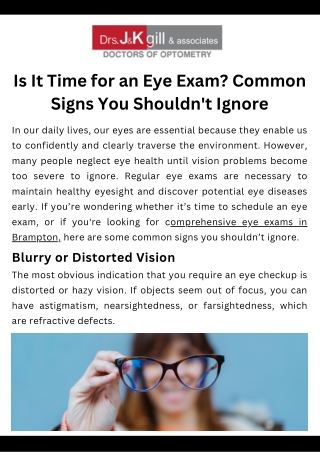 Is It Time for an Eye Exam Common Signs You Shouldn't Ignore