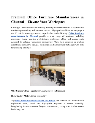 office furniture manufacturers in chennai