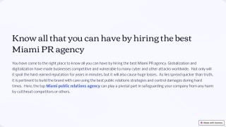 Know all that you can have by hiring the best Miami PR agency