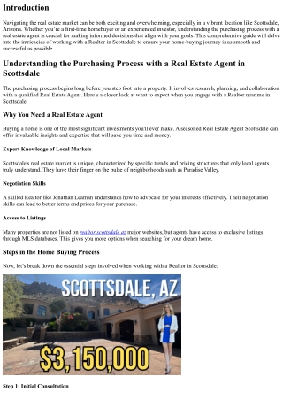 Understanding the Purchasing Process with a Real Estate Agent in Scottsdale