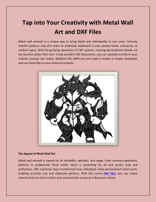Tap into Your Creativity with Metal Wall Art and DXF Files