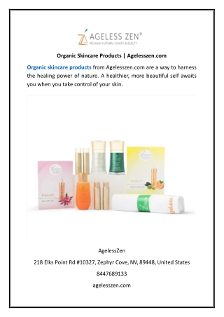 Organic Skincare Products Agelesszen